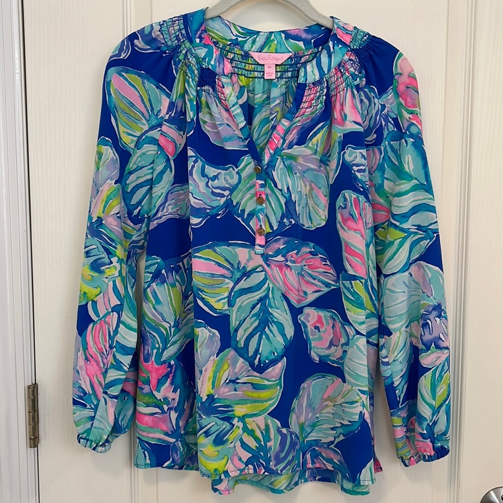 Lilly Pulitzer Silk Elsa Top, Casa Del Sol, Extra Small
